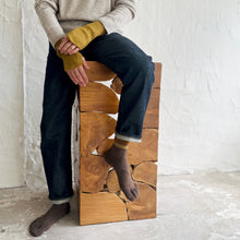 画像をギャラリービューアに読み込む, メリノウール&ウールかすり染め5本指クルー丈ソックス 25-27㎝