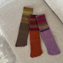 画像をギャラリービューアに読み込む, メリノウール&ウールかすり染め5本指クルー丈ソックス 25-27㎝