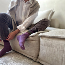 画像をギャラリービューアに読み込む, メリノウール&ウールかすり染め足袋クルー丈ソックス 25-27㎝