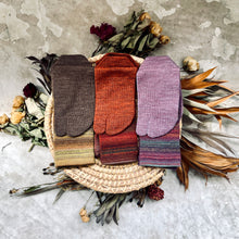 画像をギャラリービューアに読み込む, メリノウール&ウールかすり染め足袋クルー丈ソックス 25-27㎝