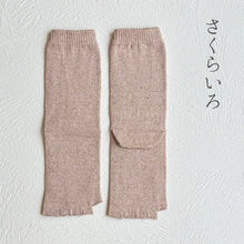Charger l'image dans la galerie, Chaussettes en lin/soie teintes Kasuri sans bout de doigt 5 orteils 23-25 cm