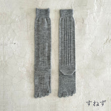 Load image into Gallery viewer, ベビーアルパカ5本指リブ柄 ハイソックス 23-25cm