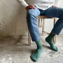 Load image into Gallery viewer, オーガニックコットン5本指 無地 ミドル丈ソックス 25-27㎝