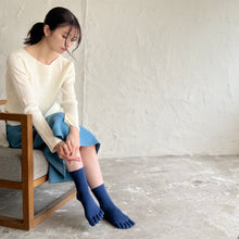 Load image into Gallery viewer, オーガニックコットン5本指 無地 クルー丈ソックス 23-25㎝