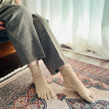 Load image into Gallery viewer, ベビーアルパカ履口ゆったり5本指クルー丈ソックス 23-25cm