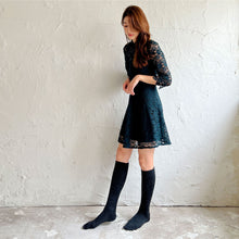 Load image into Gallery viewer, ベビーアルパカ5本指リブ柄 ハイソックス 23-25cm