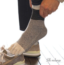 Load image into Gallery viewer, シルクメランジ5本指3色切替クルー丈ソックス 25-27cm