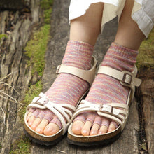 Load image into Gallery viewer, かすり染めリネン/シルク指先フリー5本指ショート丈ソックス 23-25cm