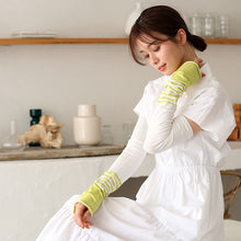 Load image into Gallery viewer, リネン ボーダー アームカバー ★フリーサイズ