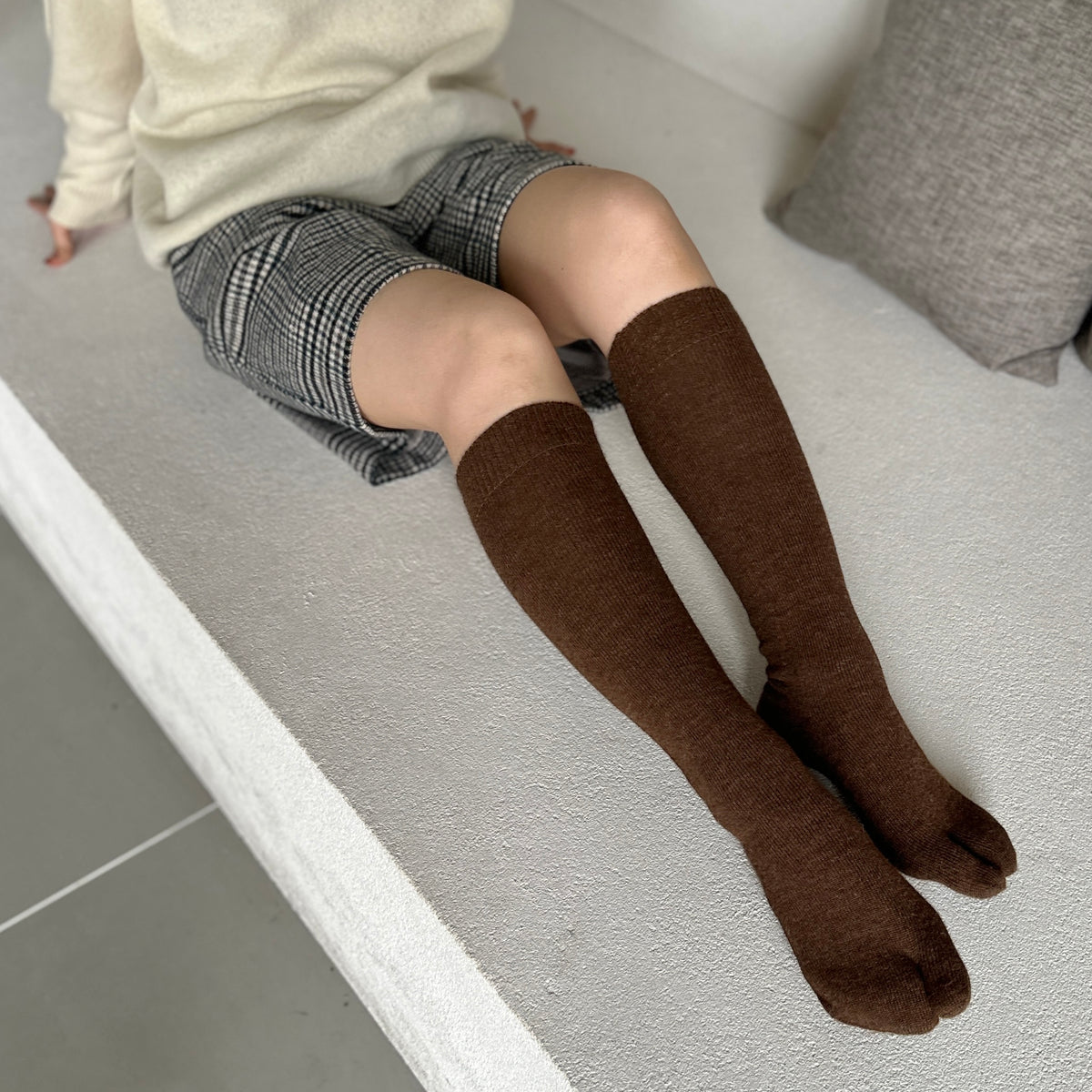 ベビーアルパカ 足袋 リブ柄 ハイソックス  23-25cm