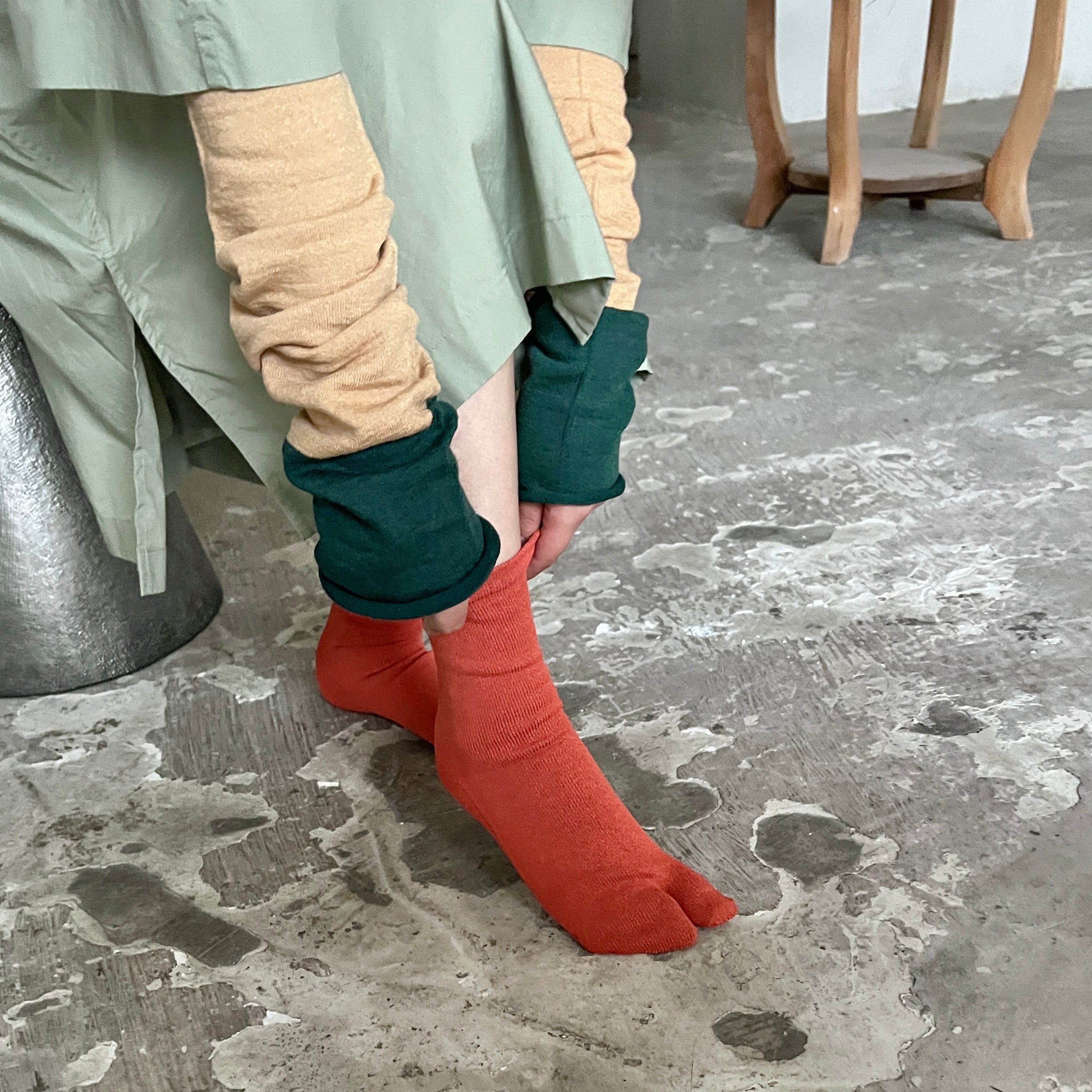 和紙MIX 足袋 無地ショート丈ソックス  23-25㎝