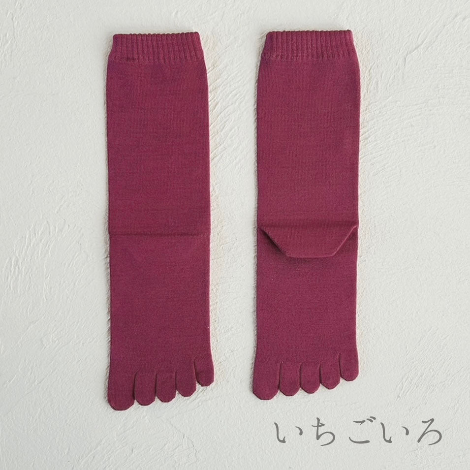 ルミナスシルク 5本指クルー丈ソックス  23-25cm