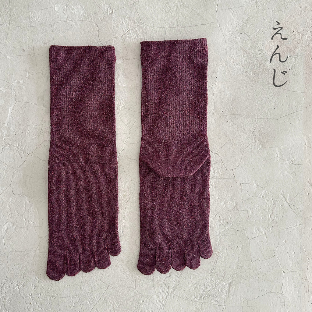 シルクメランジ5本指クルー丈ソックス　25-27cm