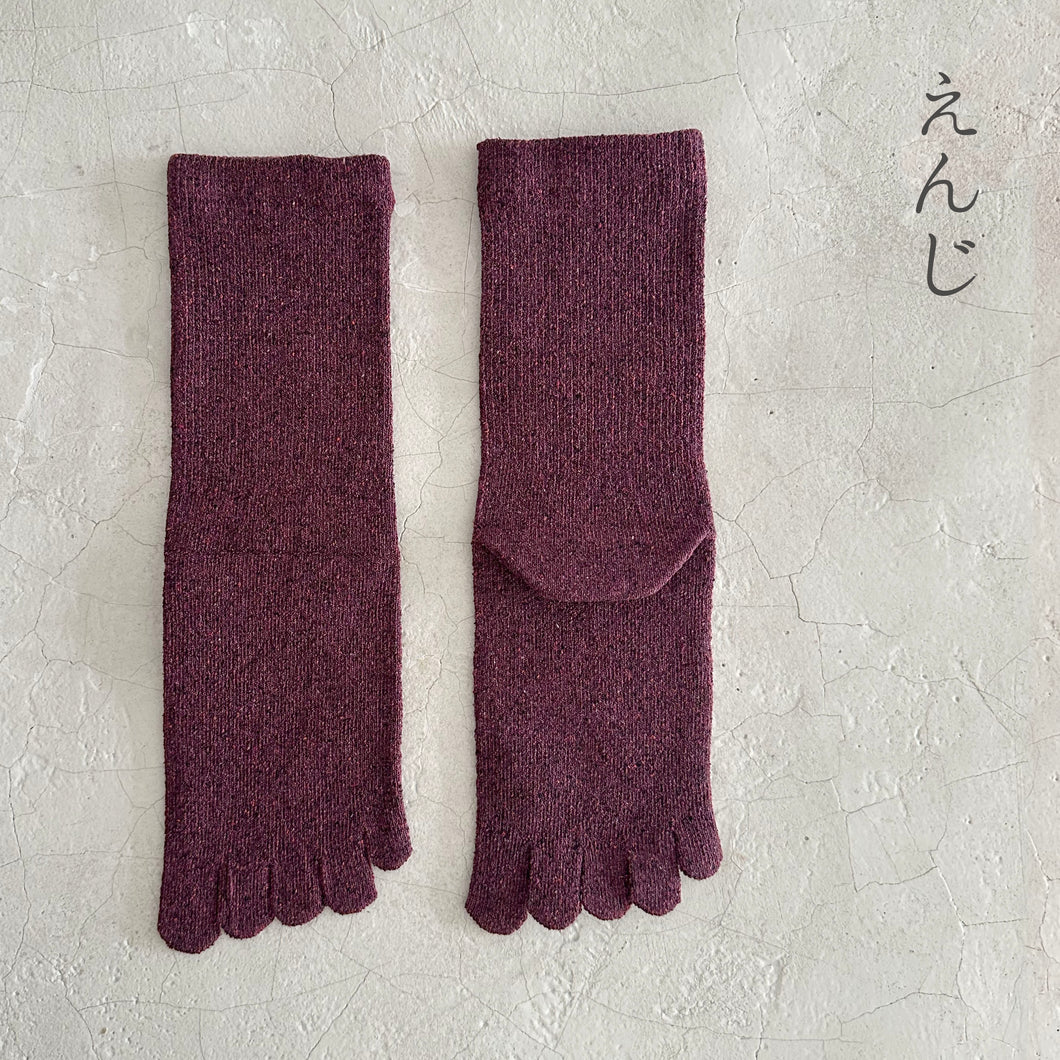 シルクメランジ5本指クルー丈ソックス　25-27cm