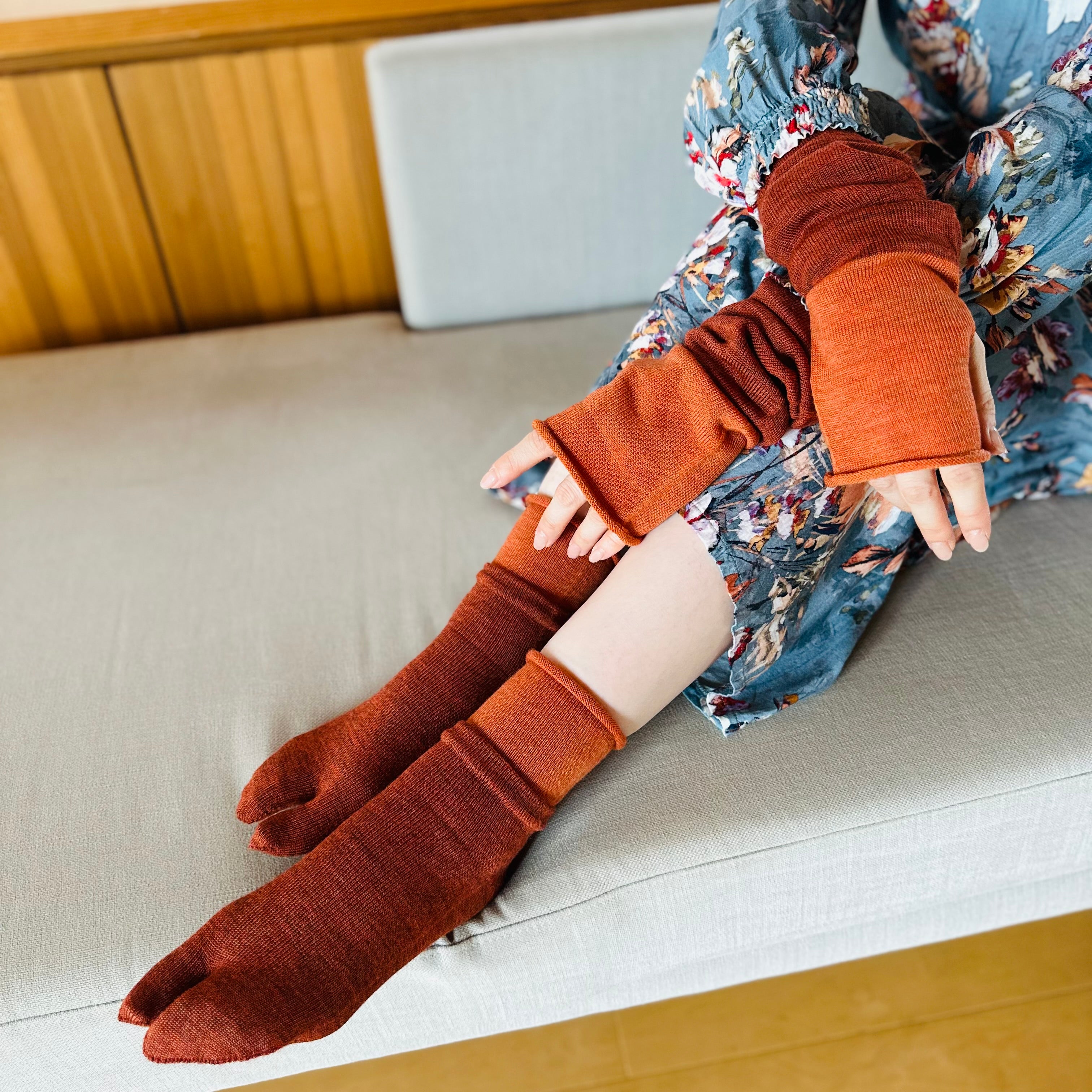 メリノウール足袋レイヤード ショート丈ソックス  23-25cm