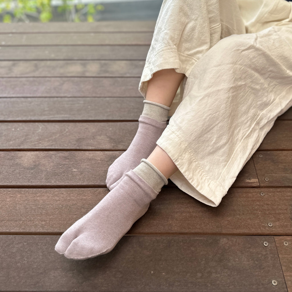 オーガニックコットン レイヤード ミドル丈 足袋ソックス 23-25cm