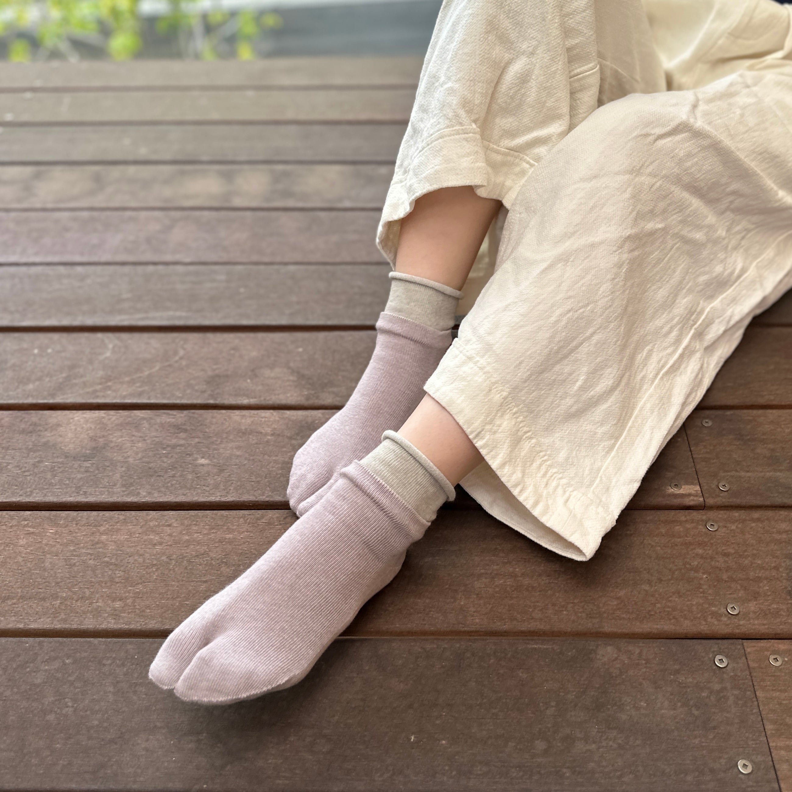 オーガニックコットン レイヤード ミドル丈 足袋ソックス 23-25cm