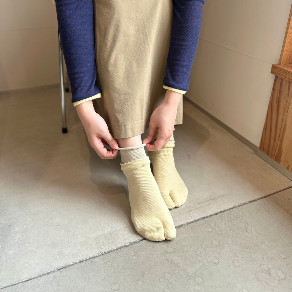 オーガニックコットン レイヤード ミドル丈 足袋ソックス 23-25cm