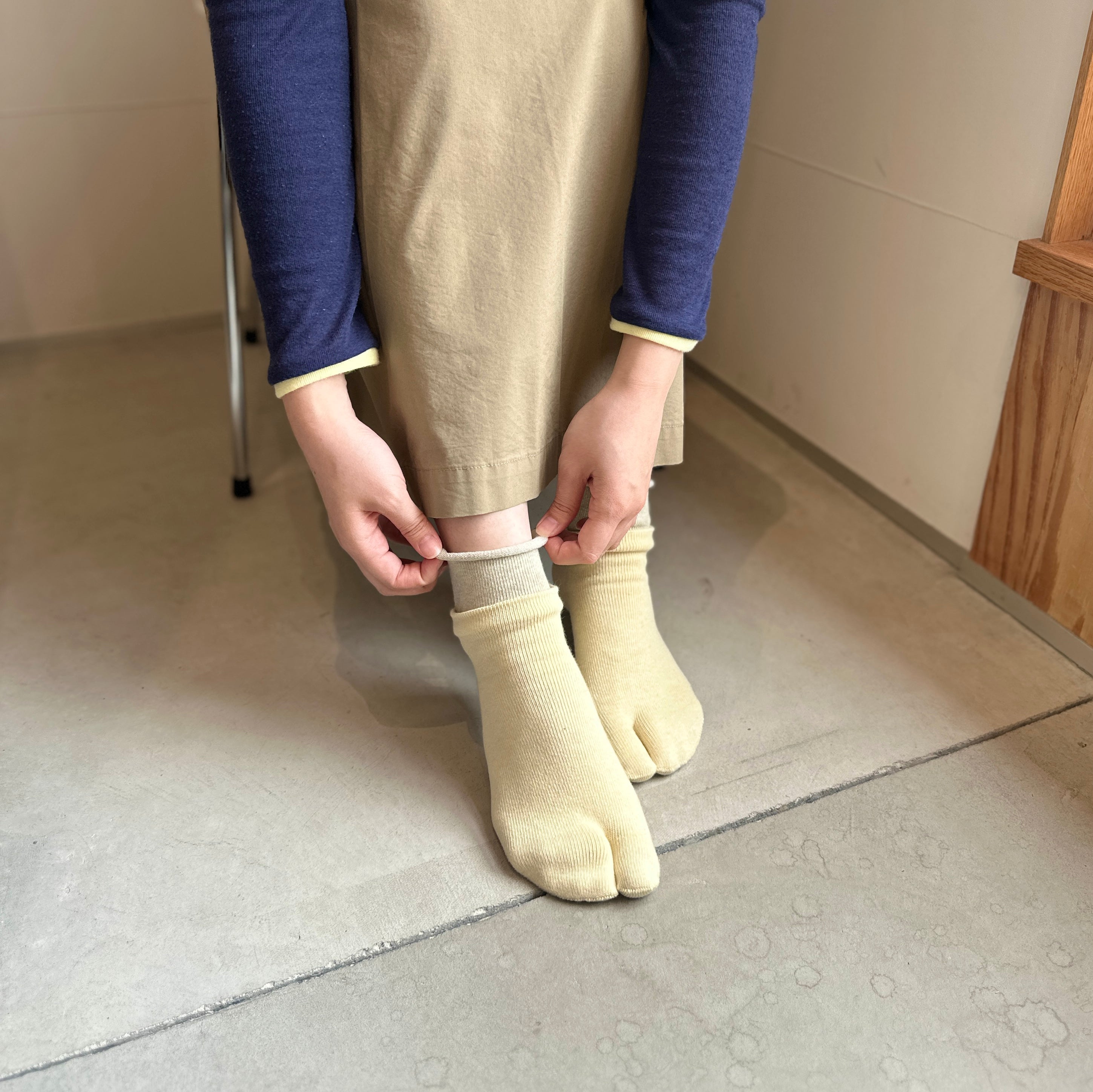 オーガニックコットン レイヤード ミドル丈 足袋ソックス 23-25cm