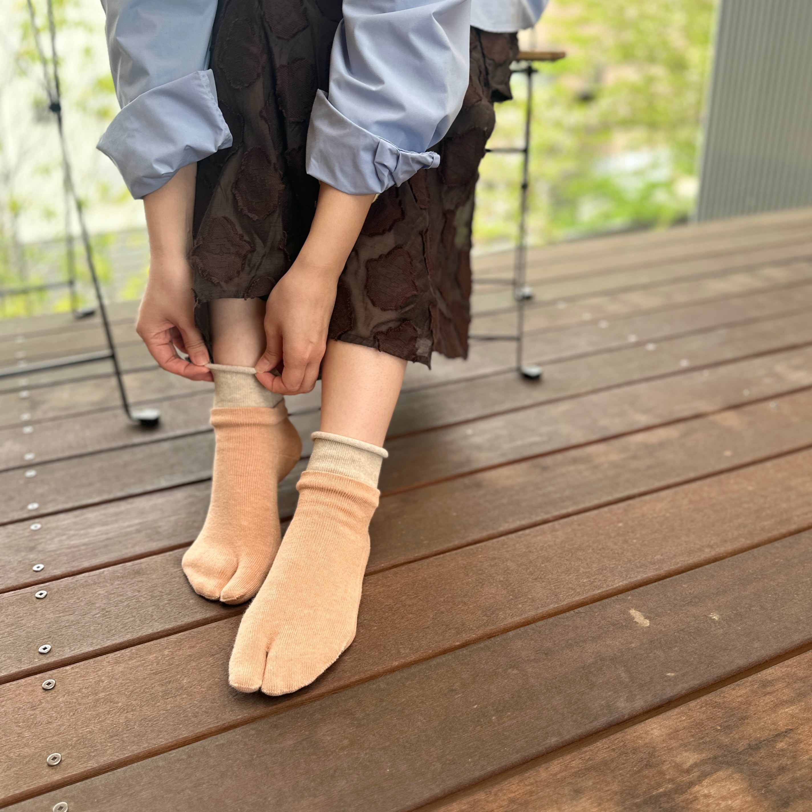 オーガニックコットン レイヤード ミドル丈 足袋ソックス 23-25cm