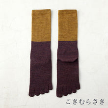 Charger l&#39;image dans la galerie, Chaussettes bicolores en laine mérinos à 5 orteils 25-27 cm
