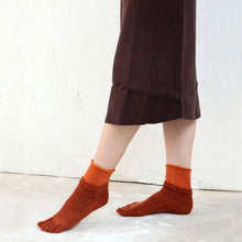 Charger l&#39;image dans la galerie, Chaussettes courtes superposées en laine mérinos à cinq orteils 23-25 ​​cm
