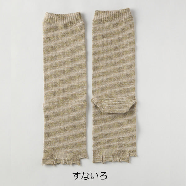 Chaussettes en lin/soie teintes Kasuri sans bout de doigt 5 orteils 23-25 ​​cm